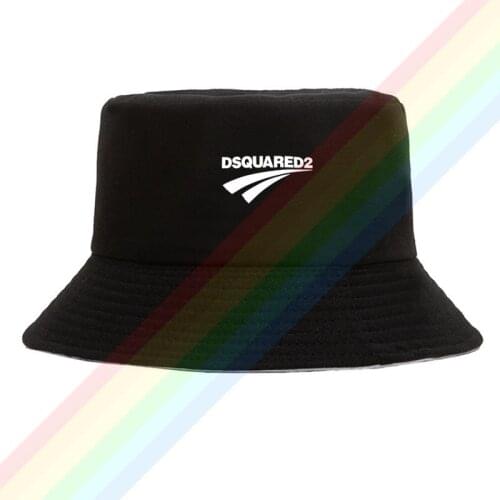 2021 Hot Sale Popular White Logo DSQ2 Flat Top Breathable Bucket Hats Unisex Summer Printing Fishermans Hat