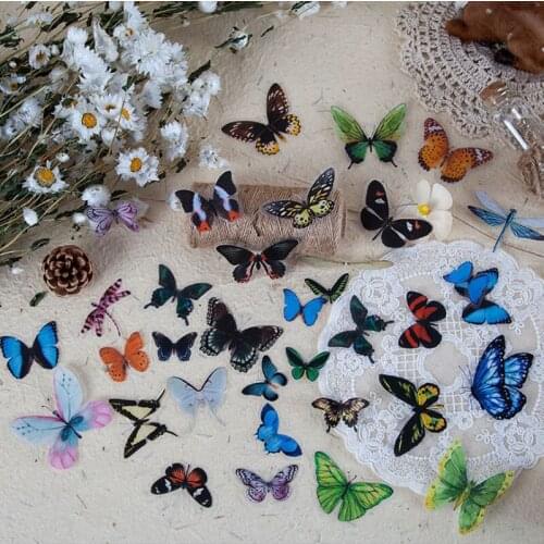 40Pcs/Pack Various Butterflies Stickers Diary Kawaii Cute Planner Journal Scrapbooking Paper Stickers Stationery School Supplies