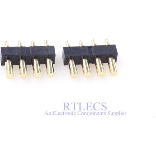 5 pcs Female Target Pins connector to Mate Spring Pogo Pin 4 Poles Pitch 2.54 mm Through Hole PCB Single Row 7.0 mm Height SIP