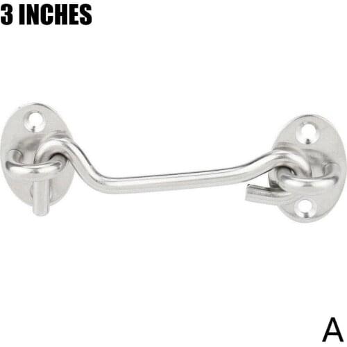 8 Sizes Steel Crescent Window Lock With Safety Switch Latch Holder Eye Hook Cabin Catch Screws Door With Silent S3N6