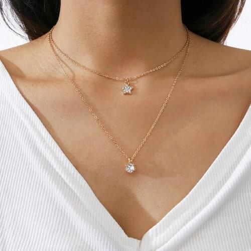 Aprilwell 2 PCs Layered Pendant Necklaces Women Aesthetic Gold Collar Chain Y2k Jewelry Gift Girl Friend Sandals Free Shipping