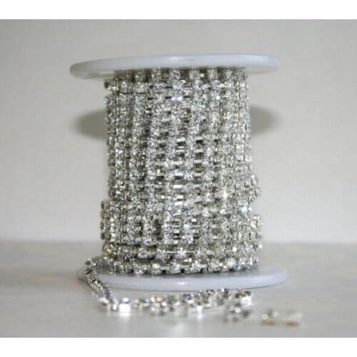 Free Shipping! SS12 Crystal clear Color 20Yard Per Roll Crystal Rhinestone Cup Chain !2013 Rhinestone Chain