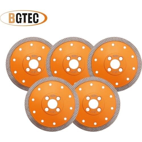 BGTEC 5pcs Dia 5inch/125mm Hot pressed Mesh Turbo Diamond Circular Saw blade Diamond height 10MM Cutting Disc for Ceramic Tile
