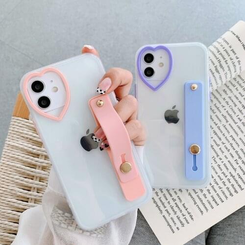 Color Button Love Lens Frame Wristband Is Suitable for IPhone12 Apple 11/XR Silicone Transparent Mobile Phone Case