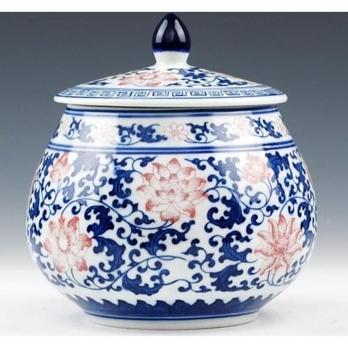 Jingdezhen ceramic Antique Porcelain temple jars porcelain ginger jar lid