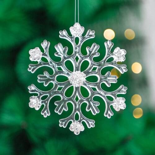 Christmas tree decoration pendant 8-16cm transparent hollow sequined snowflake sheet acrylic plastic snowflake