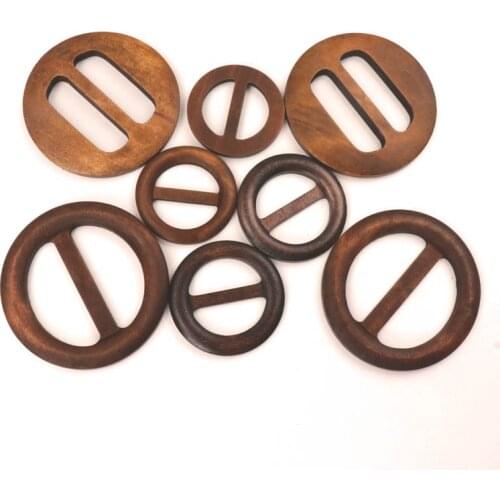 Handmade Wooden Crafts Belt Buckle Ring Wood Clothes Accessories Sewing Children DIY Mix Size Round Shape Garniture 50-80mm 1pcs