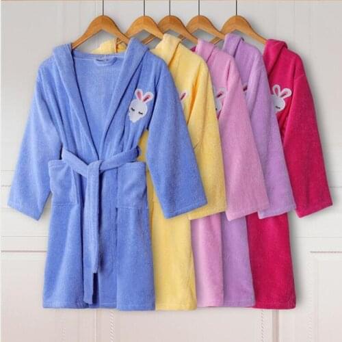 Kids Terry Cotton Hooded Bathrobe For Autumn Winter Children Waffle Bath Robe For Spring Summer Baby Boy Girl Sleepwear Bathrobe