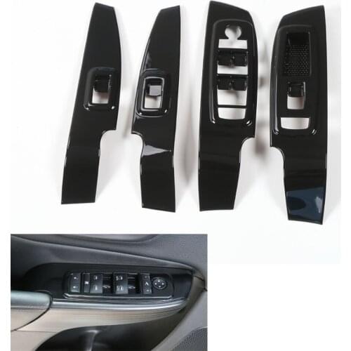 For 2014 2015 2016 Jeep Cherokee 4pcs/set Inner Door Window Switch Panel Knob Cover Frame Trim Decoration Garnished Bezel
