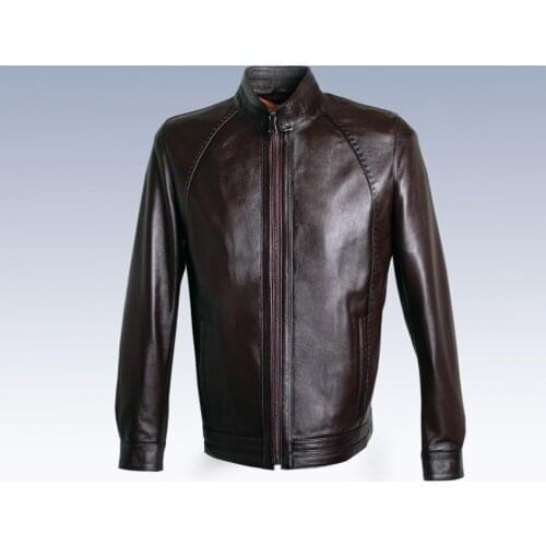 JOHN DAWID CRAZY Men 'S Burgundy Genuine Leather Leather Jacket