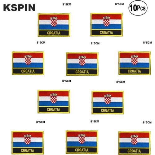Croatia Flag Embroidery Patches Iron on Saw on Transfer patches Sewing Applications for Clothes in Home&Garden