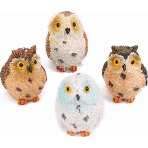 1Pcs Bonsai Pots Home Fairy Garden Ornament Decoration Moss Terrarium Decor Cute Owls Animal Resin Miniatures Figurine Craft