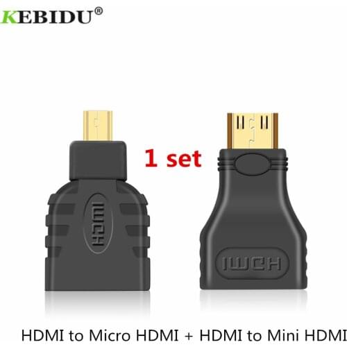 KEBIDU 1set Gold-Plated 1080P Mini Extension Adapter Female To Male F-M HDMI-compatible to Micro Converter