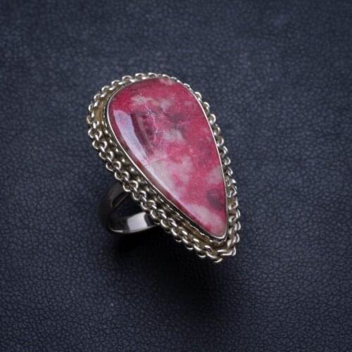 Natural Pink Thulite Handmade Unique 925 Sterling Silver Ring, US size 5.5 X2416