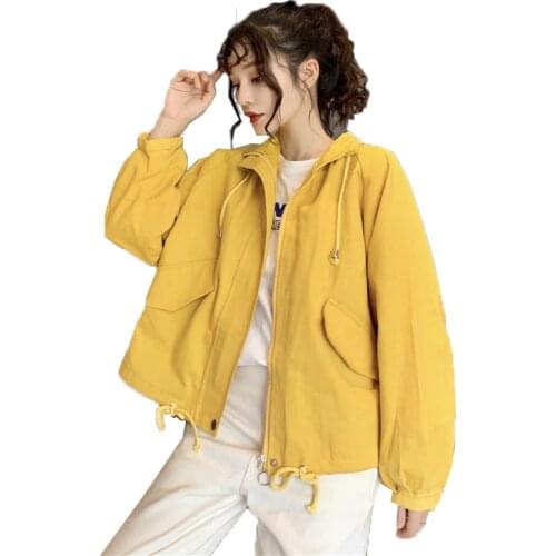 Short Trench Coat Tooling Womens Coats Outerwear 2020 Spring Autumn Long Sleeve Large Size Loose Casual coats Female Tops 2020