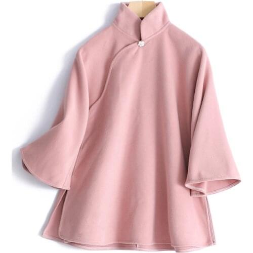 Early Spring original traditional retro Chinese style big size short-section woolen jacket outerwear for women