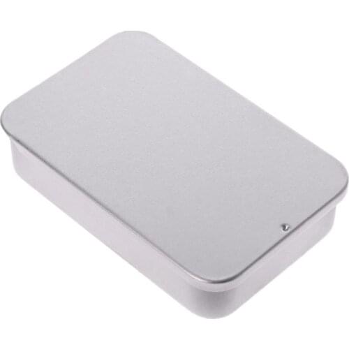 Metal Tin Rectangle Jewelry Storage Box Case Candy Coin Key Pill Organizer Sliding Organizer Small Items Container