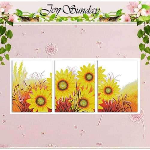 Sunflower Triptych Counted Cross Stitch 11CT 14CT Cross Stitch Set Wholesale Flower Cross-stitch Kit Embroidery Needlework