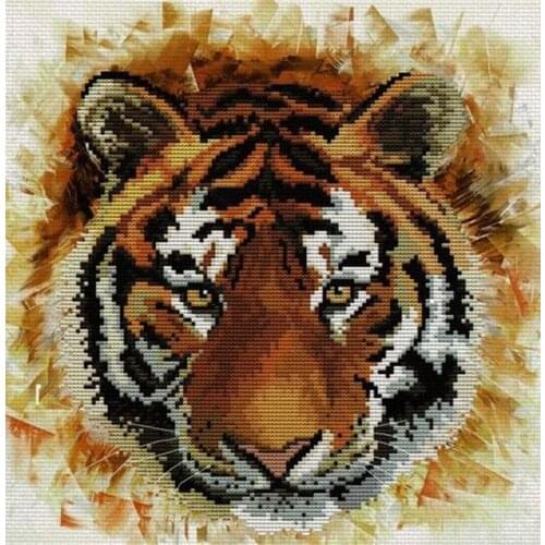 Popular Embroidery A Steely Gaze from a Tiger Cross Stitch Kits Names with 100% Cotton Flosses & Free Shipping for Wall Decor