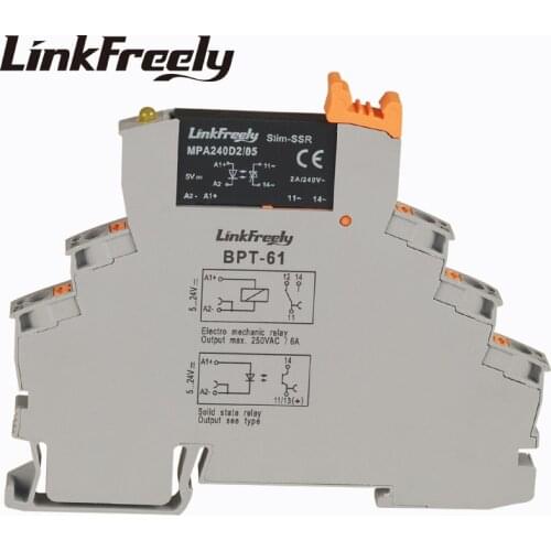 MPA240D2/05BPT Plug-in Spring Programmable Voltage Relay Switch Module 5VDC In 240VAC 2A Output DC AC SSR Solid State Relay Din