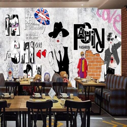 Drop Shipping Photo Wallpaper Custom Brick Wall Shade LOVE Fashion Girl Decoration Wallpaper Shopping Mall Bedroom Wallpaper