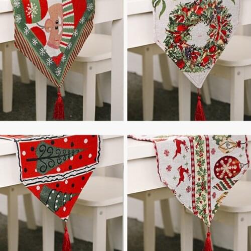 Christmas Knitted Fabric Elk Snowman Table Runner Merry Christmas Decor For Home Xmas Ornaments New Years Decor