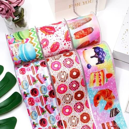 DIY Cartoon Dessert Printed Grosgrain Ribbon For Craft Supplies Sewing Accessories 5 Yards. 27506