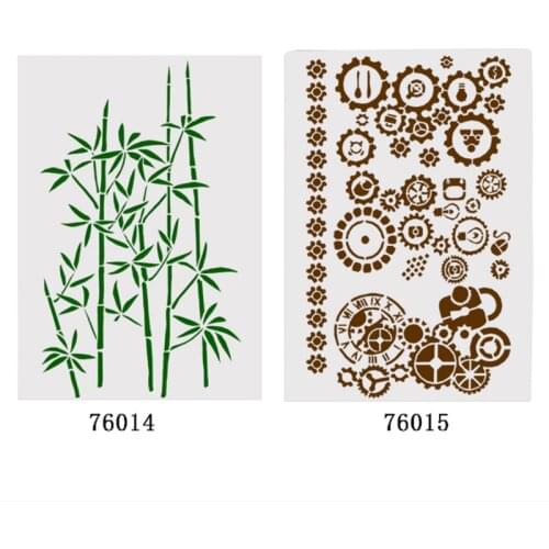 2pc Bamboo Stencils Painting Wall Scrapbooking Photo Album Embossing Bullet Journal Stencils Drawing Template Theme Lace Ruler