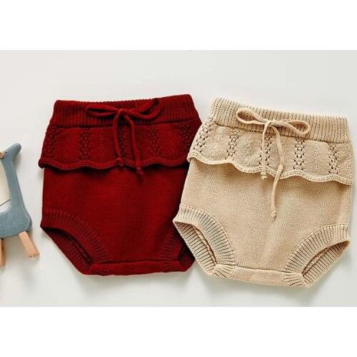 Baby Shorts Autum New Baby Girl Ruffle Bread Pants Knit Shorts PP Pants Kids Toddler Clothing