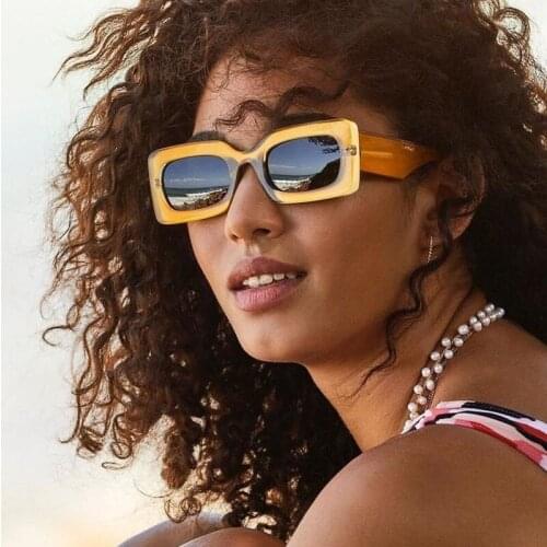 Unisex Fashion 2021 New Ladies Square Sunglasses Women Goggle Shades Vintage Brand Designer Wide Frame Sun Glasses For Female