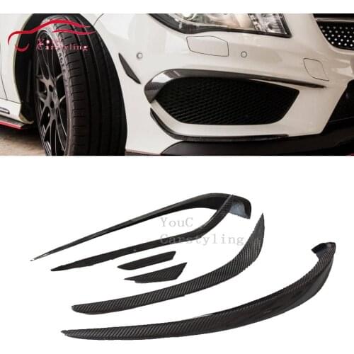 W117 Front Bumper Splitter Carbon Fiber Corner Canards For Mercedes CLA Class W117 CLA180 CLA200 CLA45 AMG 2013 - 2016