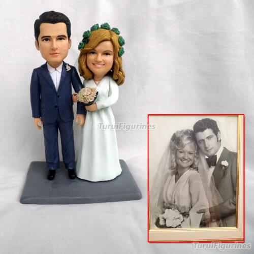 Wedding cake topper with dog love you more bride and groom acrylic silhouette topper cake japanese samurai figurines sculpture