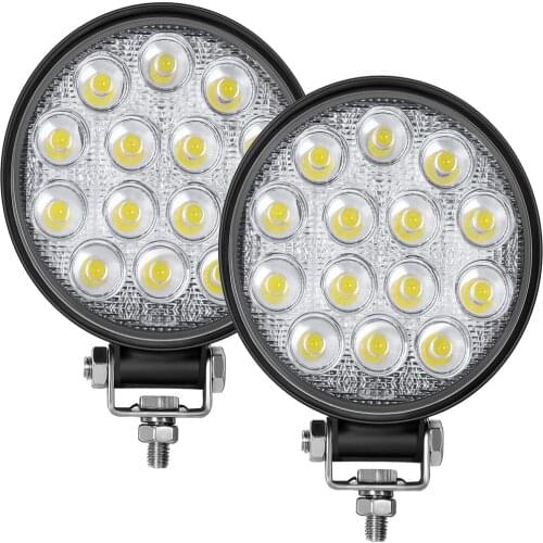 Led Round Light Bar 2PCS 4.5" 140w 14000LM Flood Light Pod Off Road Fog Driving Roof Bar Bumper for Jeep,SUV Truck, Hunters