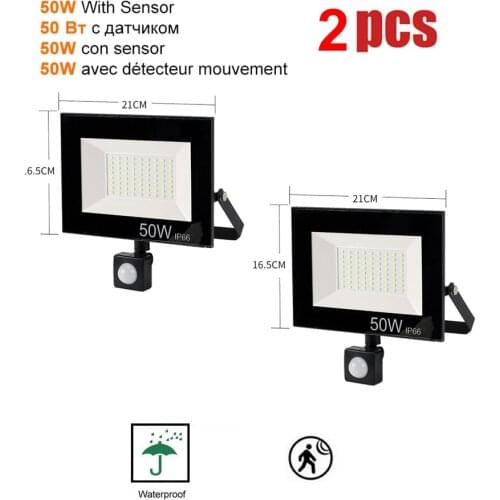 2 pcs 220V 10-100W LED FloodLight Spotlight Exterior Street wall reflector LED Light Motion Sensor Garden Light Decoration Fence