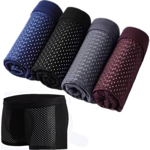 5pcs Mesh Men Boxer Underwear Bamboo Mens Boxershort Panties Man Boxer Homme Underpants Shorts Solid Breathable Sexy Lingerie
