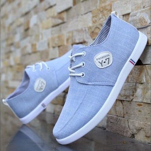 Driving Shoes 2020 Spring Autumn Mens Flat Shoes Fashion Mens Comfortable Breathable Canvas Shoes Mens Lace Casual Sneakers