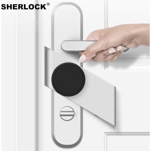 New Silver Sherlock S3 Smart Door Lock Home Keyless Lock Easy to Attach Bluetooth Electronic Lock Wireless App Phone Control