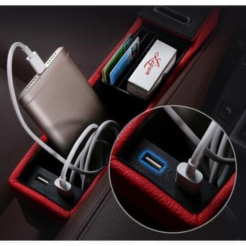 New Universal USB Car Seat Crevice Storage Box Accessories for Kia Rio K2 K3 K4 K5 KX3 KX5 Cerato,Soul,Forte,Sportage R,Sorento