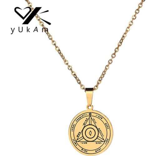 YUKAM Women Mens Pentacle of Sun Talisman Key of Solomon Seal Pendants Necklaces Kabbalah Hermetic Enochian Pagan Wiccan Jewelry