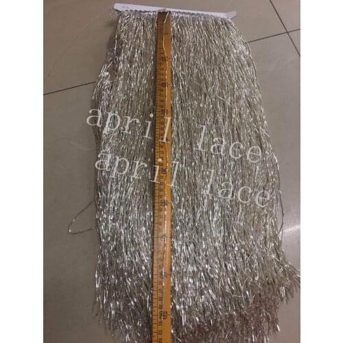 Yy050 # 5 yards /bag silver 50 cm width tube beads ribbon fringe tassel for wedding dress /garment/decorative /dress decoration