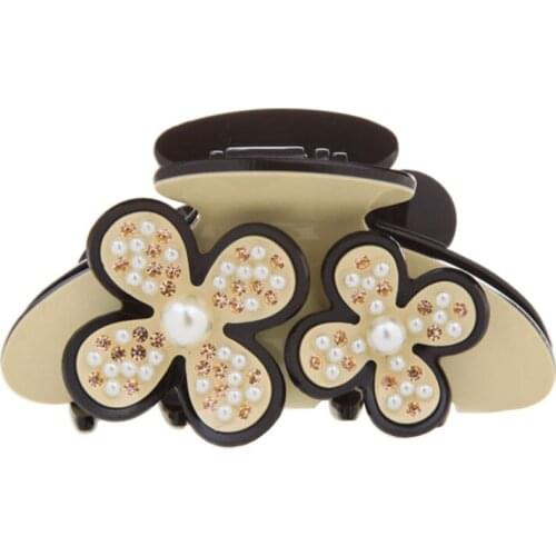 Pearl Hair Claw for Women Lady Retro Hair Accessory - Rhinestone Big Hair Jewelry Ornament Tiara for Bridal Party Office Wear