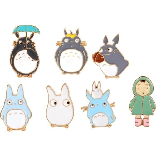 7 Styles Cute Japanese Anime Miyazaki Hayao Kawaii Cartoon My Neighbor Totoro Brooches Pins Girl Jeans Bag Decoration For Friend