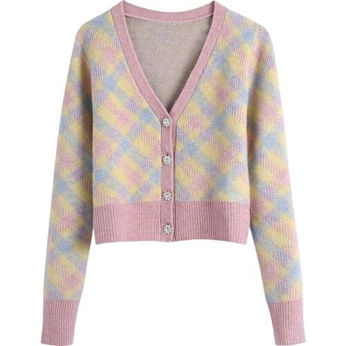 Women Sweaters Za Fashion 2021 Turtleneck Rainbow Thick Knitted Sweaters Long Sleeve Crystal Loose Pullovers Grils Sweet Tops