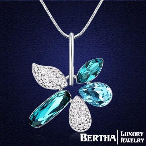 Luxury Elegant Flower Long Necklace Sweater Chain Crystals from Swarovski Women Girls Best Friends Choker Jewelry