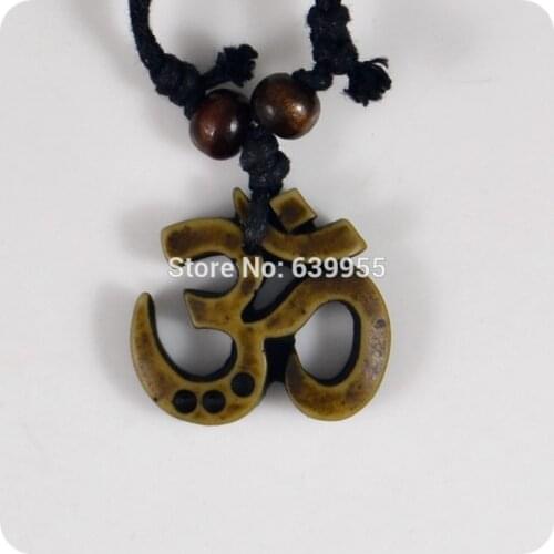 02 AUM OM Ohm Hindu Buddhist Hinduism Yoga India resin Pendant Necklace Amulet Lucky Gift Tribal Fashion Jewelry