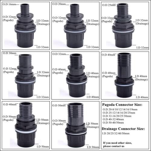 1~5Pcs O.D 32/40/50-16/20/25/30/40/50mm UPVC Pipe Fish Tank Joint Set Pagoda Drainage Connector Garden Irrigation Hose Adapter