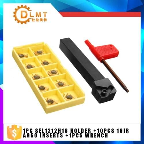 1pc SEL1212H16 CNC Lathe Turning Tool Holder 100mm Boring Bar +10pcs 16IR AG60 Inserts High Hardness Blades+1pcs Wrench