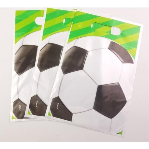 10pcs/lot Football Soccer Theme Gift Bag Party Decoration Plastic Candy Bag Loot Bag For Kids Birthday Festival Supplies