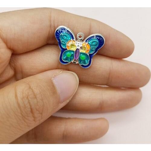 10 x Blue Enamel Monarch Butterfly Charm Designer Colorful Jewelry Making Accessories Animal Necklace Pendant 17*23mm FS-J2-1120