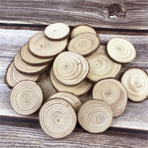 4.5-6cm Natural Pine Round Unfinished Wood Slices Circles Tree Bark DIY Wood Crafts ornaments Wedding Party Painting Photo props